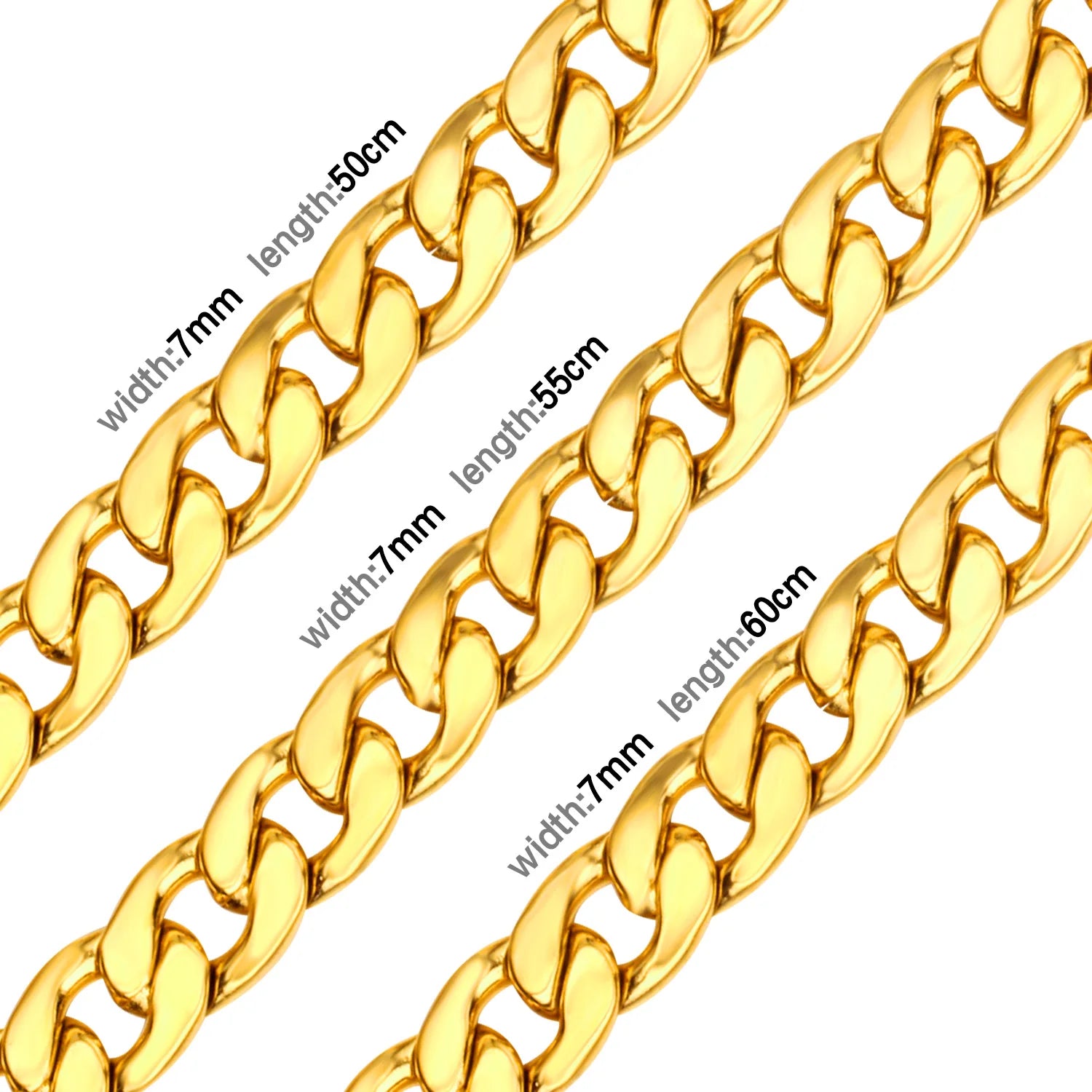 LUXUSTEEL Basic Punk Stainless Steel Chain Necklace For Women Men Cuban Figaro Braided Wheat Link Choker 5MM/7MM