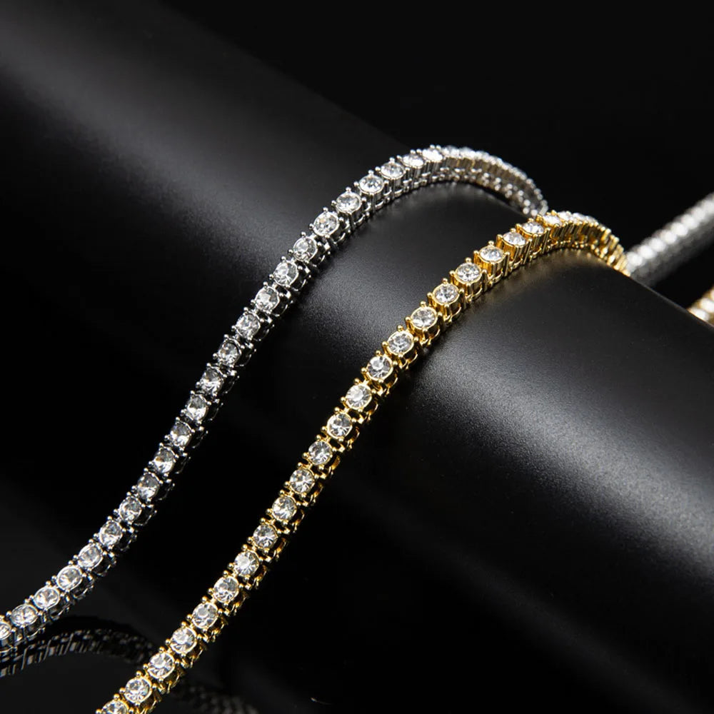 Iced Out Tennis Chain Necklace 4mm — Zinc Alloy
