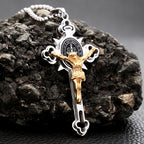 Vintage Christian Jesus Cross Pendant Necklace Men's Stainless Steel Religious Jesus Necklaces Prayer Baptism Jewelry Wholesale