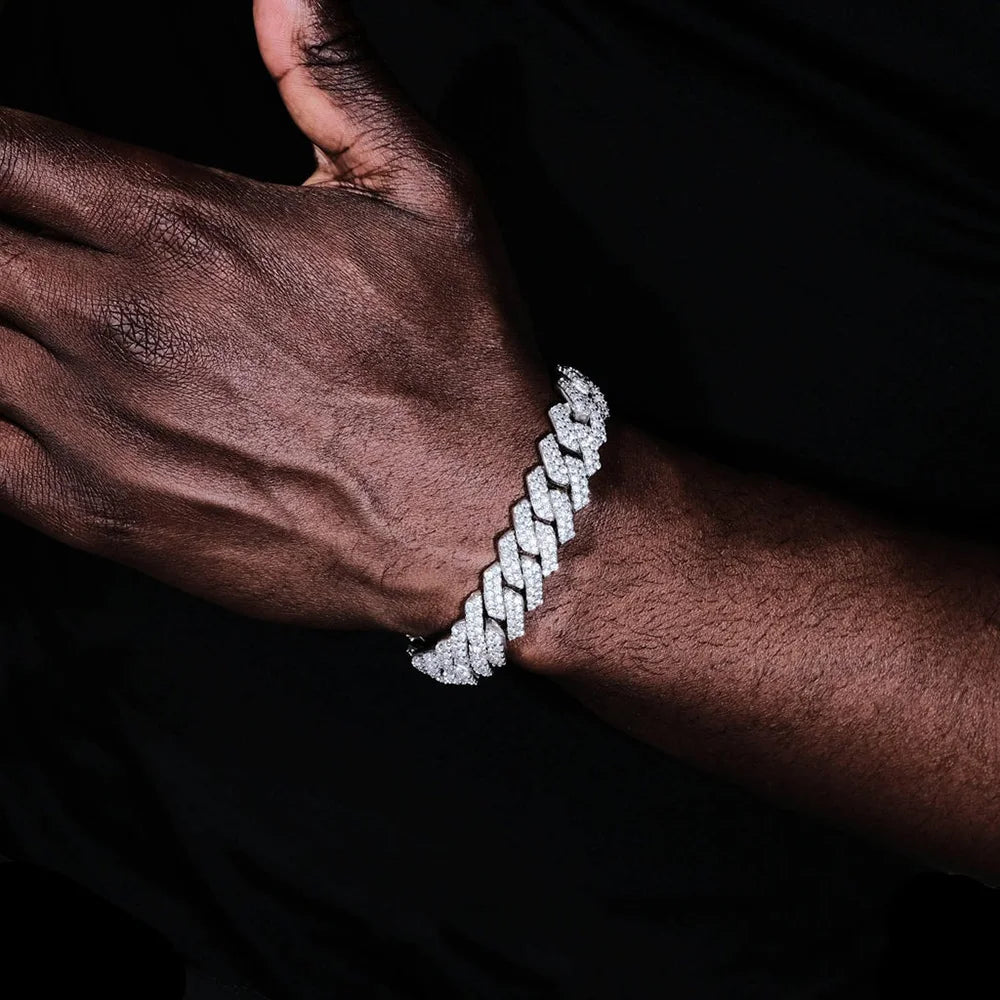 Gold VVS Moissanite Cuban Bracelet Iced Out 15MM