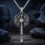 Norse Runes Odin's Raven Giant Axes Necklaces Men Stainless Steel Vikings Valknut Amulet Pendant Scandinavian Jewelry Male Gifts