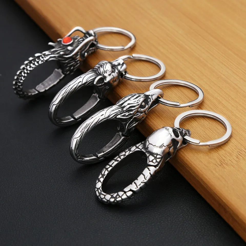 Dragon Head Keychain — 316L Stainless Steel