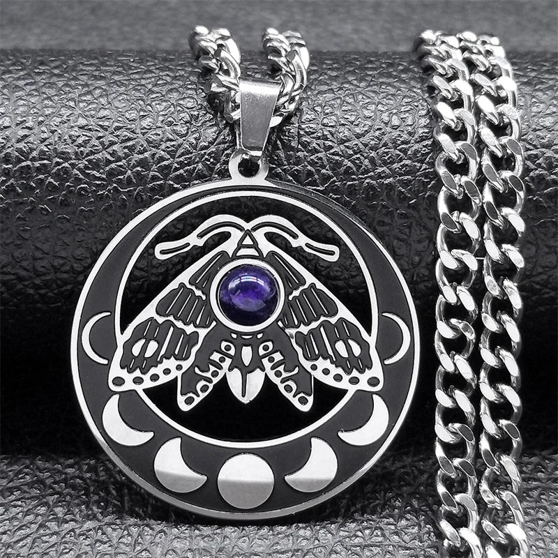 Moon Crescent Pendant Necklace — Stainless Steel