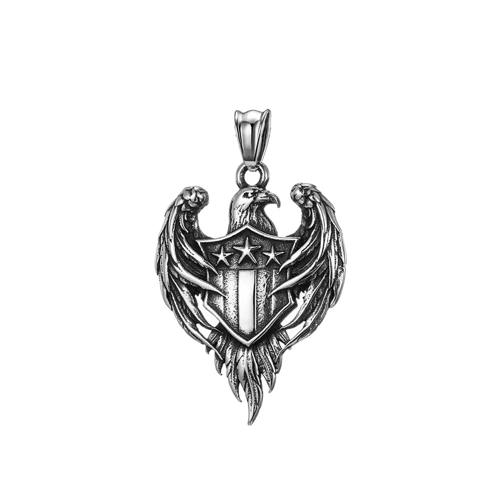 Eagle Steel Pendant Double Sided Retro Army Punk