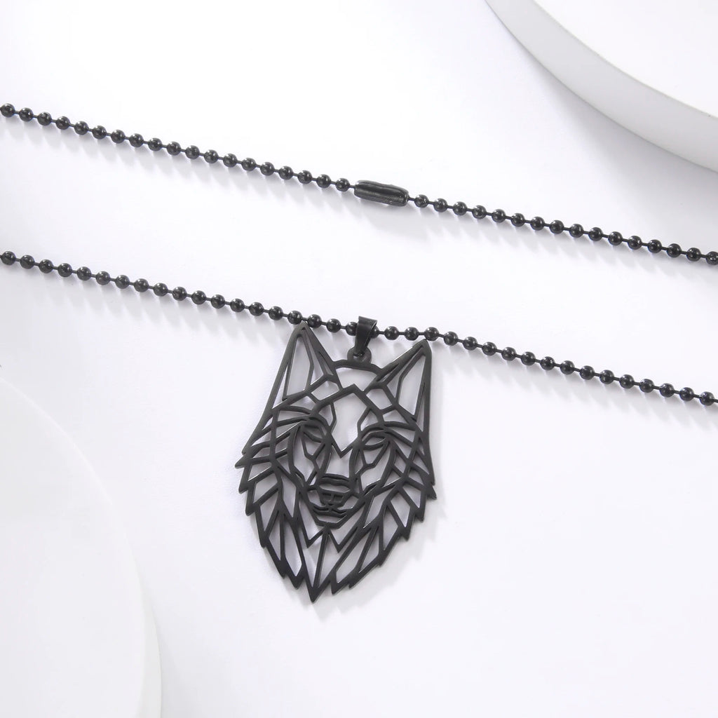Skyrim Wolf Amulet Cut Out Pendant Necklace Men Women Stainless Steel Hip Hop Box Chain Necklaces Animal Jewelry Birthday Gift