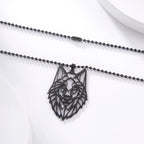 Skyrim Wolf Amulet Cut Out Pendant Necklace Men Women Stainless Steel Hip Hop Box Chain Necklaces Animal Jewelry Birthday Gift