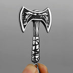 Viking Odin Raven Huginn and Muninn Double Axe Titanium Steel Stainless Steel Necklace Pendant Men's Scandinavian