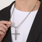 Men's Cross Pendant Neck Necklaces for Man Stainless Steel Pendant Necklace Christian Jewelry Meaningful Religious Gift