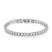 Silver Jewelry 4MM Tennis Bracelet Inlaid with Zircon, Luxury Banquet Engagement Party Gift for Women