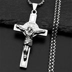 Saint Benedict Jesus Crucifix Chain Necklace — Stainless Steel