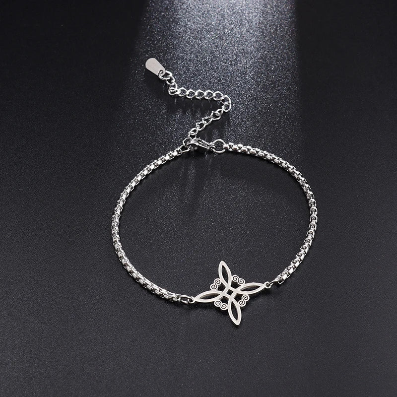 Witchcraft Witch Knot Necklace Irish Trinity Knot Triple Spiral Pendant Stainless Steel Ankh Cross Pentagram Amulet Jewelry