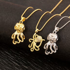 Nidin Trendy Cool Style Octopus Shape Charm Pendant Necklace For Female Male Copper Inlaid Zircon Jewelry Daily Party