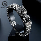 Retro Vikings Bear Norse Wolf Bracelets Men Punk Stainless Steel Mesh Chain Snake Eagle Animal Biker Wristband