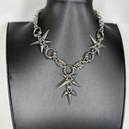 Gothic Geometric Rivet Chain Necklace — Two-Tone