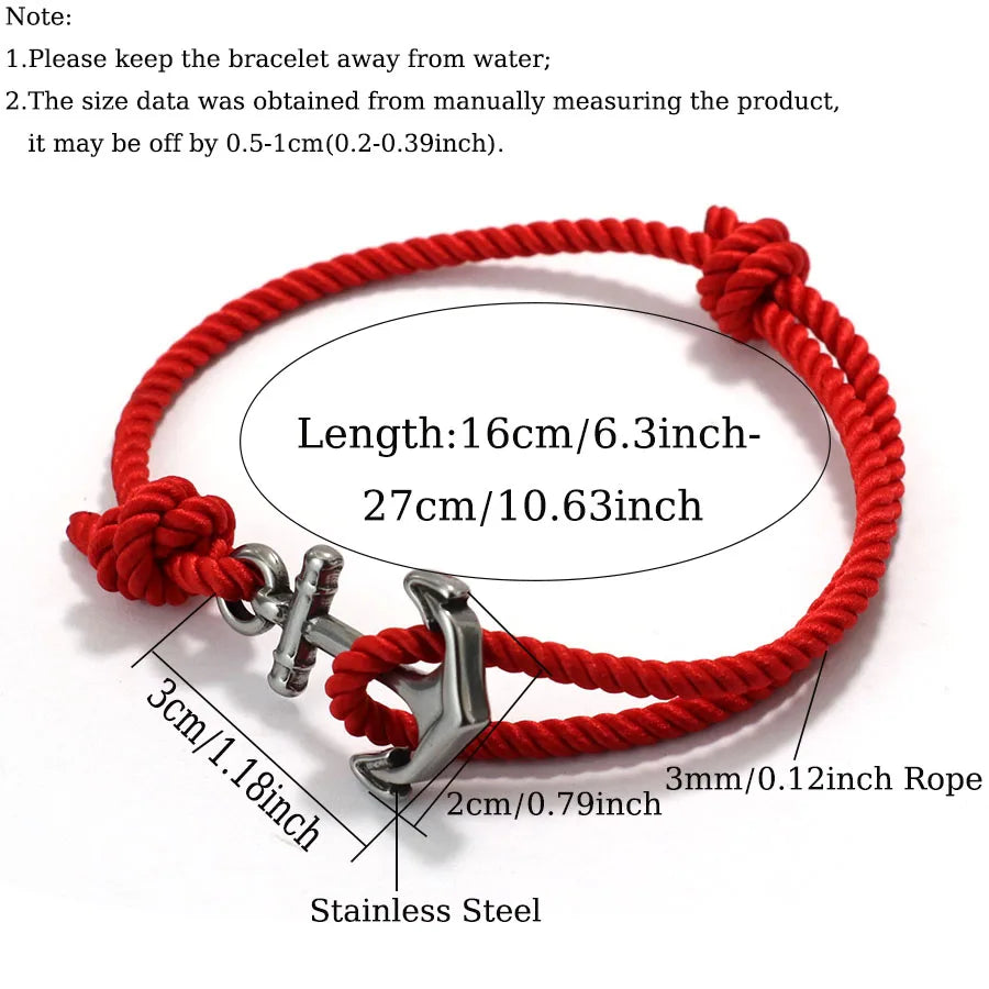 Nautical Anchor Grade A String Bracelet Men Women Braided Sliding Adjustable Braslet Adventure Surfing Hombre Jewelry