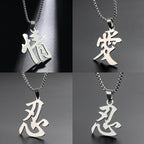 Creative Stainless Steel Chinese Character Pendant Necklace Like Love Tolerance Meaning Punk Charm for Men Women