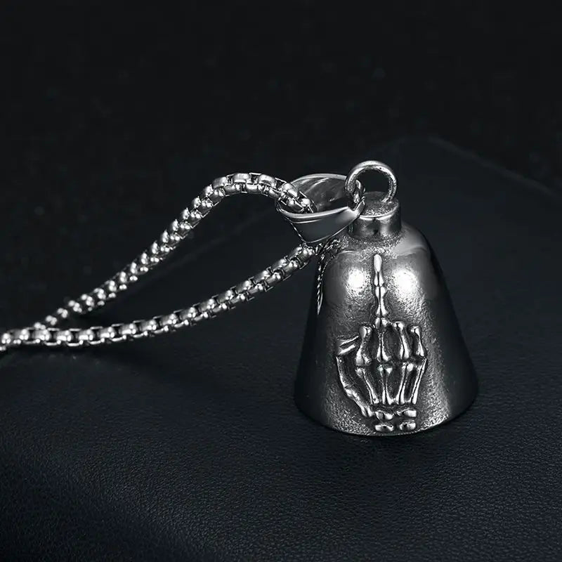 Moto Bell Steel Pendant Retro Skeleton Palm Middle