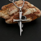 Rose Cross Pendant — Stainless Steel