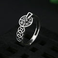 New Vintage Antique Coin Ring with Rotating Compass Design Open Adjustable Ring for Good Fortune Jewelry