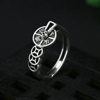 New Vintage Antique Coin Ring with Rotating Compass Design Open Adjustable Ring for Good Fortune Jewelry