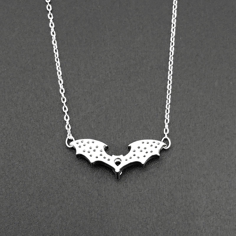 Iced Out Bat Silver Pendant Sterling Gothic Wing