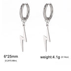 Lightning Hoop Earrings for Men & Women — Stainless Steel