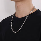 2/3/4/6/8mm Simple Balls Link Chain Necklaces For Men Women Silver Color Stainless Steel Balls Collar Choker Hip Hop Jewelry