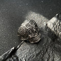 Retro Floral Cross Skull Ring for Men Steampunk Gothic Adjustable Open Ring Biker Jewelry Streetwear Accessories Unisex