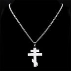 Hip Hop Stainless Steel Orthodox Cross Necklace Faith Christ Amulet Pendant Necklaces Classic Religious Jewelry Gifts