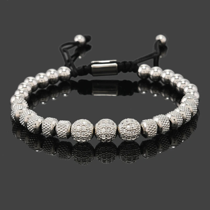 Iced Out Royal CZ Ball Bracelet — Stainless Steel