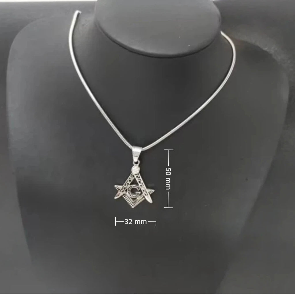Masonic Necklace for Men Gold Silver Plated Mason Energy Freemason Pendant Stainless Steel Amulet Religious Gothic Punk