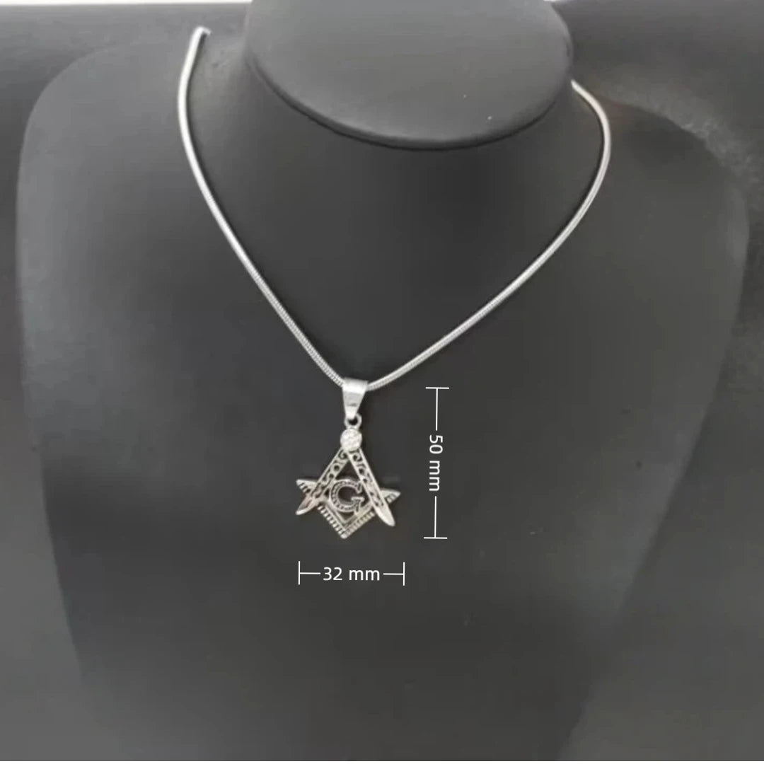 Masonic Necklace for Men Gold Silver Plated Mason Energy Freemason Pendant Stainless Steel Amulet Religious Gothic Punk