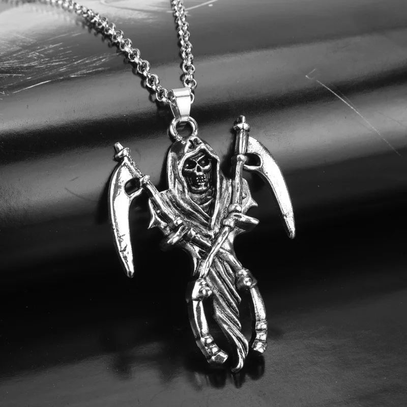Skull Reaper Steel Pendant European American Versatile