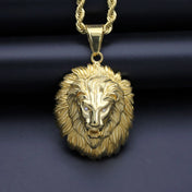 Lion Head Gold Pendant Necklace