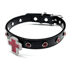 Gothic Cross Leather Choker Necklace