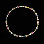 Cross Chain Necklace Iced Out Colorful Gemstone