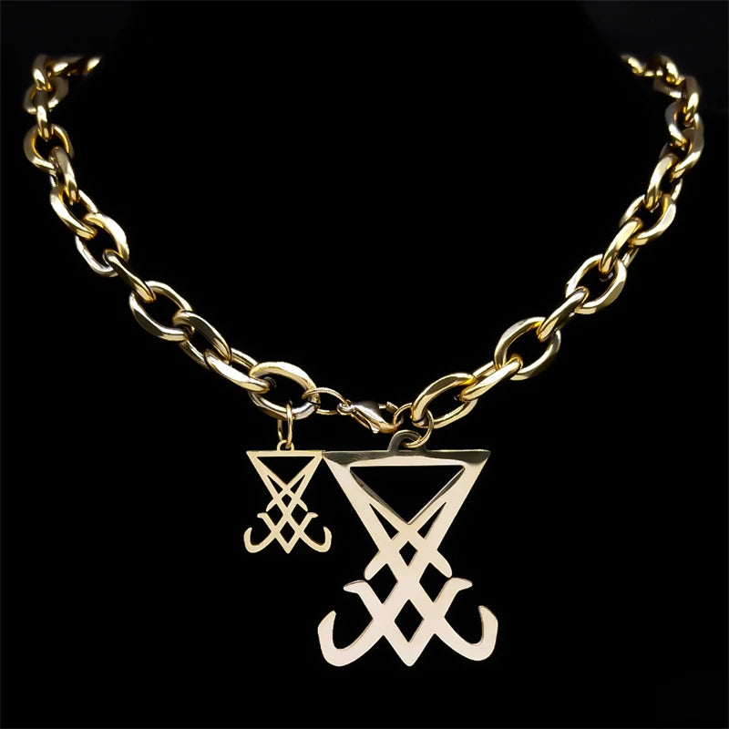Lucifer Sigil Pendant Necklace — Stainless Steel