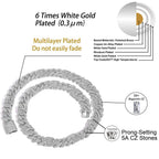 Hip Hop Necklace Men Rectangle 5A CZ Stone Bling Iced Out Prong Cuban Link Chain Necklace for Women Men gift