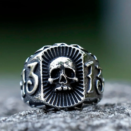 Calvarium Letter Skull Ring — Stainless Steel