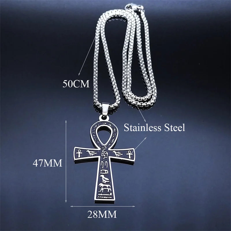 Egyptian Ankh Cross Necklace — Stainless Steel