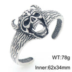 Cool Gothic Viking Skull Head Bracelet for Men Solid Stainless Steel Bangle Bracelets Opening Cuff Punk Rock Jewelry