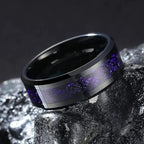 Fashion 8mm Stainless Steel Celtic Dragon Rings For Men Inlay Purple Carbon Fiber Rings Wedding Band Jewelry Birthday Gifts