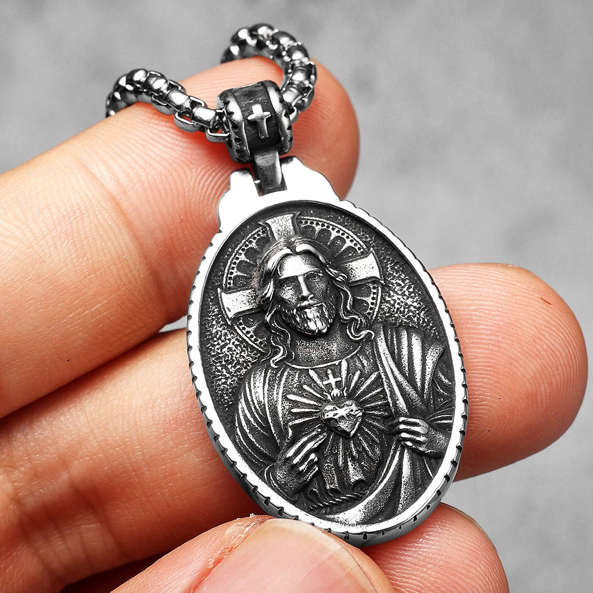 Jesus Cross Pendant Necklace — Stainless Steel