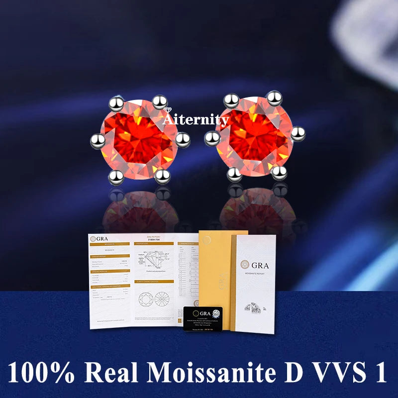 Moissanite Studs Earrings Pass Diamond tester Pen For Men Women 18K Platinum Plated Bride Wedding Gemstone 925 Silver Earrings