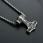 Viking Thor Hammer Pendant Necklace For Men Fashion Gold/Silver Color Stainless Steel Necklace Viking Amulet Jewelry Never Fade