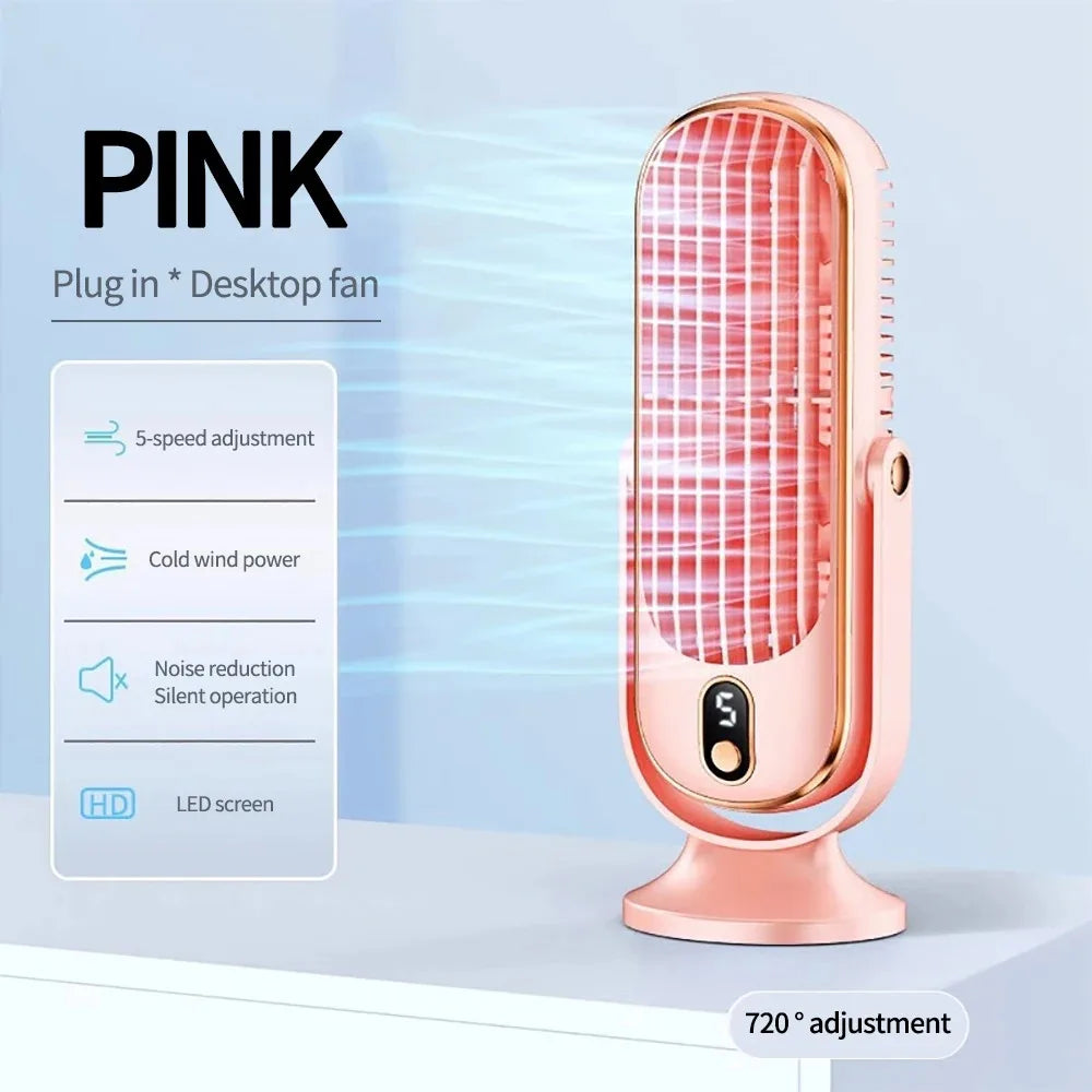Desktop Electric fan Rechargeable Portable Home Air Conditioning Fan 5-Speed 720° Swivel Outdoor Camping Air Cooler