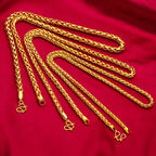 Men Masculine Rope-Style Gold Necklace, 24K Gold AU999 | Filigree rope pattern with jade beads, refined elegance for