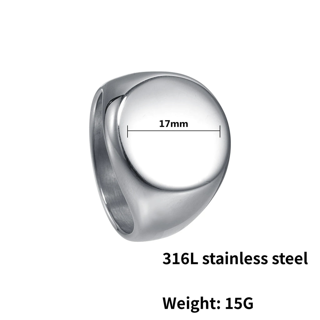 Signet Steel Ring 316L Round Seal Diy Blank