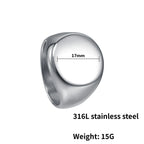 Signet Steel Ring 316L Round Seal Diy Blank