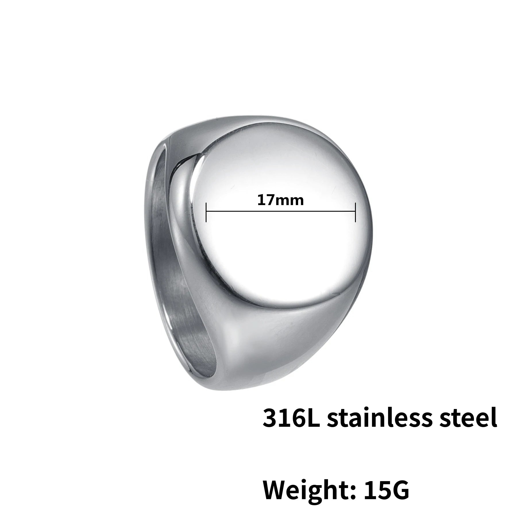 Signet Steel Ring 316L Round Seal Diy Blank